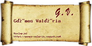 Gémes Valéria névjegykártya